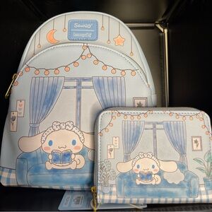 Sanrio Cinnamon roll loungefly backpack and wallet set